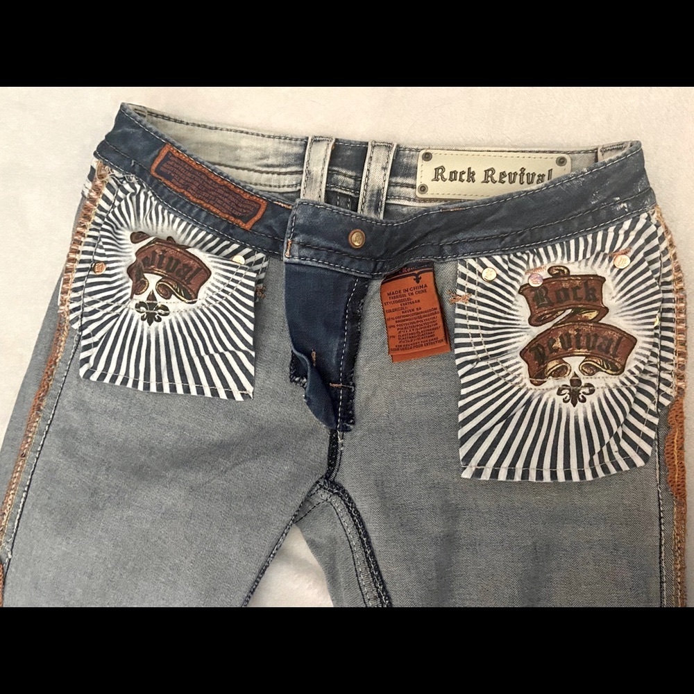NWT Rock Revival Acid Blue Bootcut Jeans Size 25 - Picture 14 of 16
